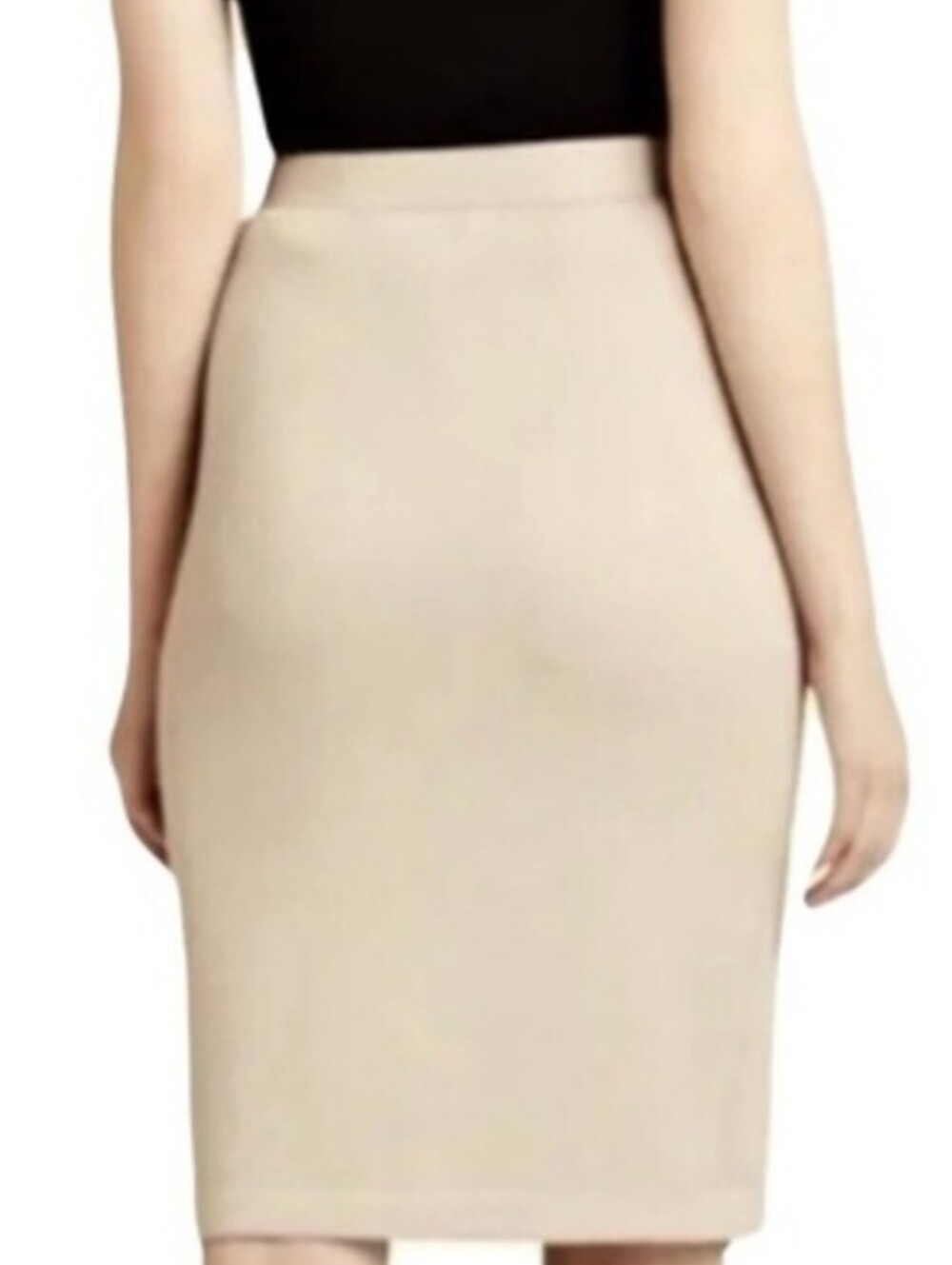 NWT St. John Santana Knit Classic High-Waist Beige Pencil Skirt - Women Size 2